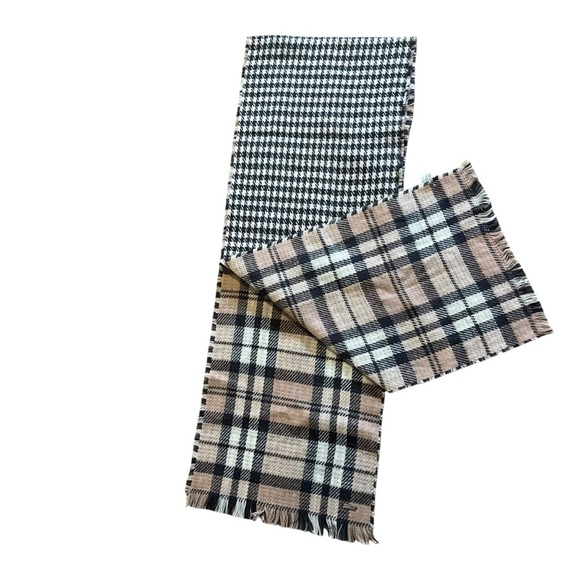 Steve Madden Black and Tan Plaid Scarf classic luxury neutral women’s - Picture 1 of 8
